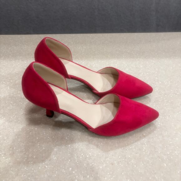 Halston Bali Women's 7 Pink Vegan Elegant Suede Pointed Formal Party Pump Heels - Picture 9 of 10